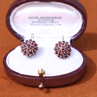 Vintage Bohemian Garnet Earrings Silver 900 Gilded Czech