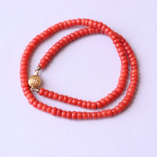Vintage Natural Undyed Coral Necklace 14k Gold Clasp