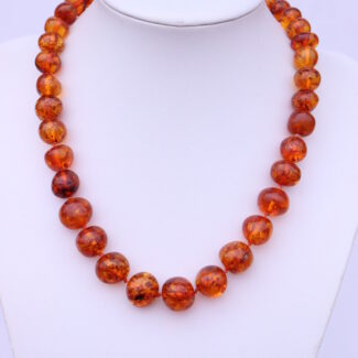 Natural Vintage Large Amber Necklace Cognac Butterscotch Color 72gr