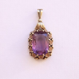 Vintage Amethyst Pendant 14k Yellow Gold 50'