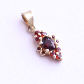 Vintage Czech Garnet Pendant Silver 925 Gold Plated