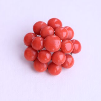 Victorian Antique Vintage Sciacca Coral Brooch D: 1.32in