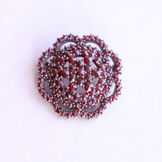 Antique Vintage Bohemian Garnet Brooch Silver 900 d -3cm
