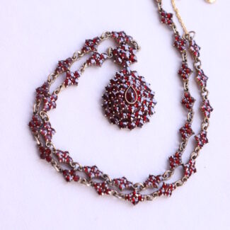 Vintage Bohemian Garnet Collier Necklace Silver 900 Czechoslovakia