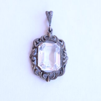 Vintage Antique Art Deco Colorless Spinel Silver 900 Pendant C. 1930