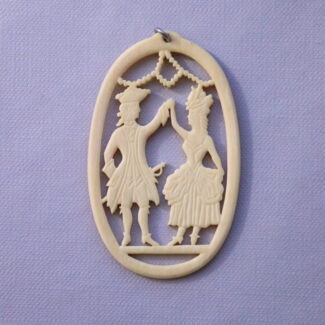 Vintage Carved Ivory Pendant Lady with Gentleman Dancing