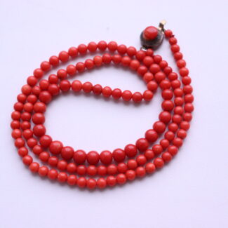 Vintage Deep Red Coral Necklace 22,6gr Silver 800 Clasp