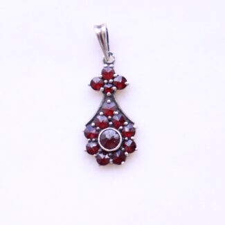 Vintage Bohemian Garnet Pendant Silver 900 Gilded Czechoslovakia
