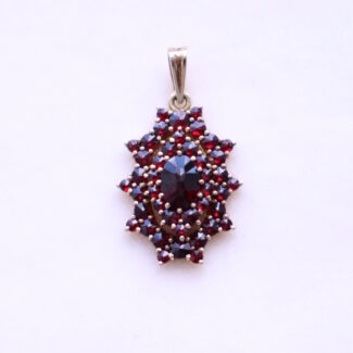 Vintage Bohemian Garnet Pendant Silver 900 Gilded Czechoslovakia