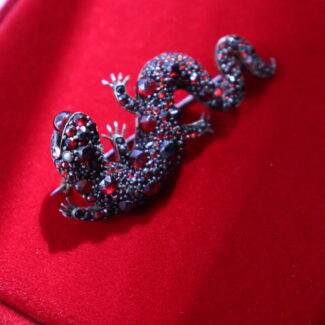 Antique Rare Bohemian Garnet Brooch Lizard One of a Kind