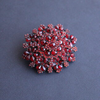 Large Rare Antique Vintage Bohemian Garnet Brooch Locket Pendant D: 5x4cm