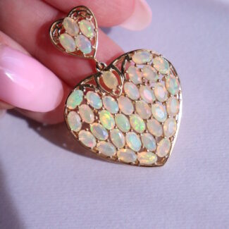 Fire Opal Heart Shape Pendant Silver 925 Gold Plated