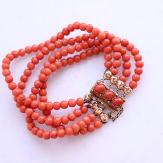 Vintage Coral Bracelet Natural Undyed Beads Dutch Clasp 14k Gold Damaged Clasp