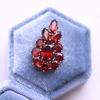 Vintage Faceted Garnet Pendant 8k Yellow Gold