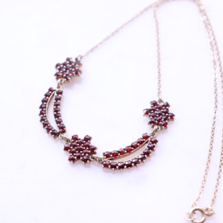 Share Vintage Bohemian Garnet Necklace Collier Silver 925 Gold Plated