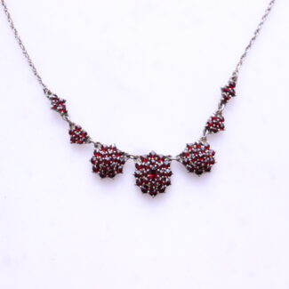 Vintage Bohemian Garnet Necklace Collier Silver 925 Czechoslovakia