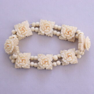Carved Cow Bone Bracelet Need Restringing