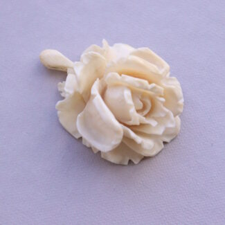 Antique Carved Ivory Rose Pendant