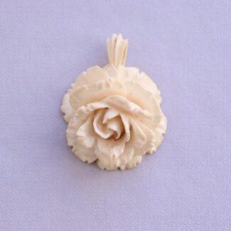 Antique Carved Small Ivory Rose Pendant