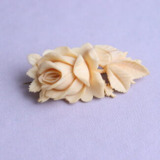 Antique Carved Ivory Rose Brooch